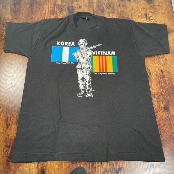 Korea Vietnam The Forgotten War & Warrior Vintage Single Stich Tee - Picture 1 of 7